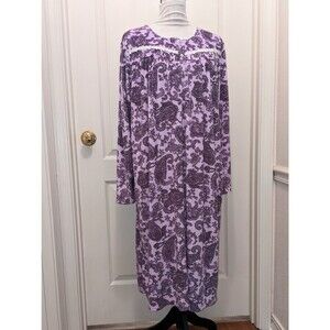 Secret Treasures Flannel Nightgown Granny Cottage Lavender Purple Midi Sz Large
